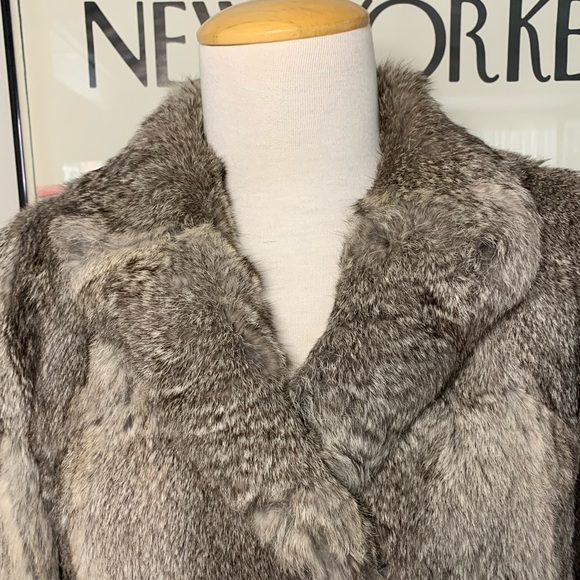 Fur coat | Rabbit in beautiful greys, whites and black. Size 44 - Picture 2 of 9